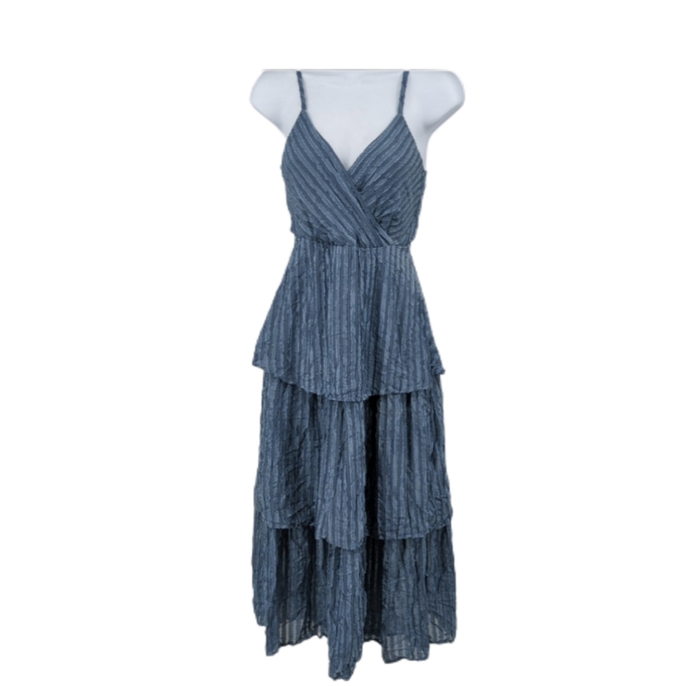 Lulu's Blue Tiered Midi Dress